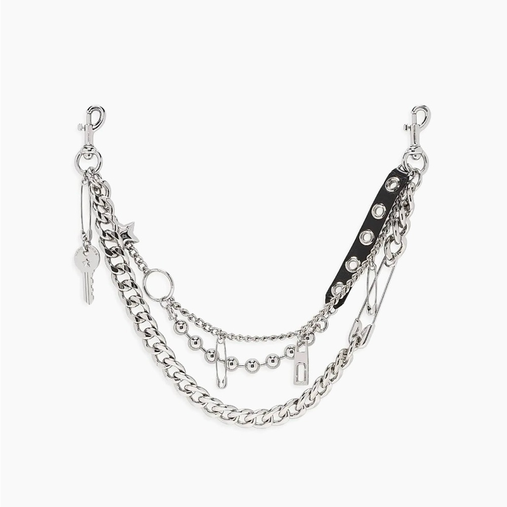 Marc Jacob Silver Tone Black Grommet Chain Charm Bag. New wo tag